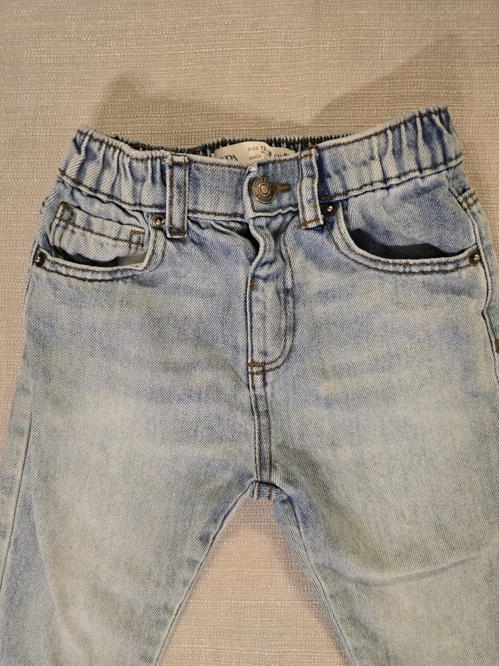 Zara Baby Light Wash Jeans 12-18M 86cm Elastic Waist Denim Pants